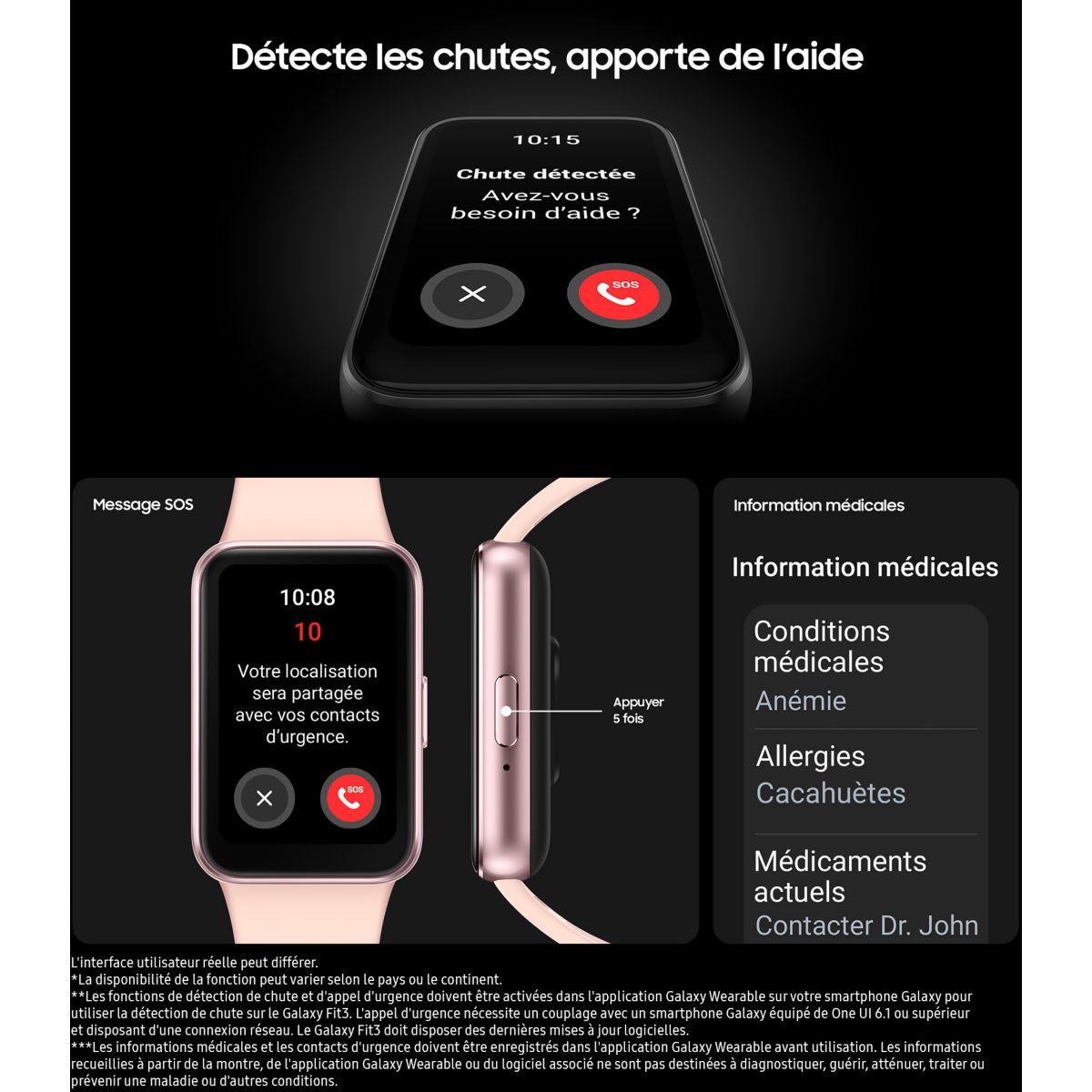 Montre santé Galaxy Fit3 Rose rose, SAMSUNG