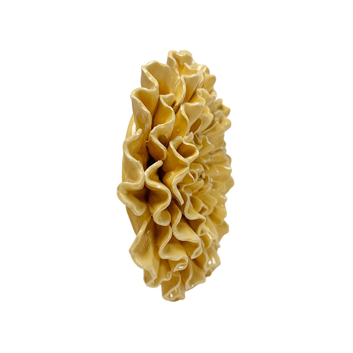Déco murale fleur céramique 18.4cm jaune, EMDE