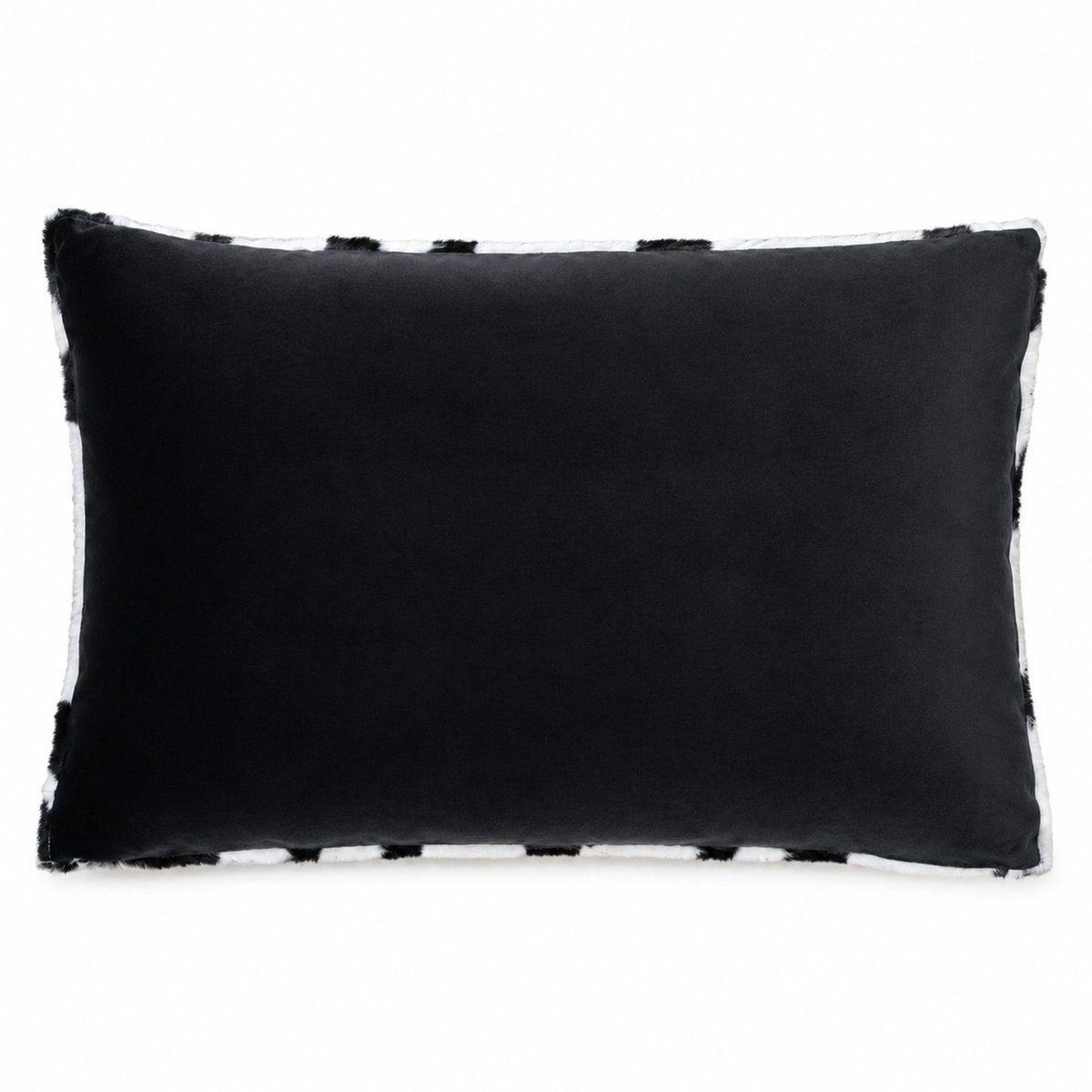 Coussin garni à motif zèbre avec dos en velours - QABANE noir, HOME MAISON