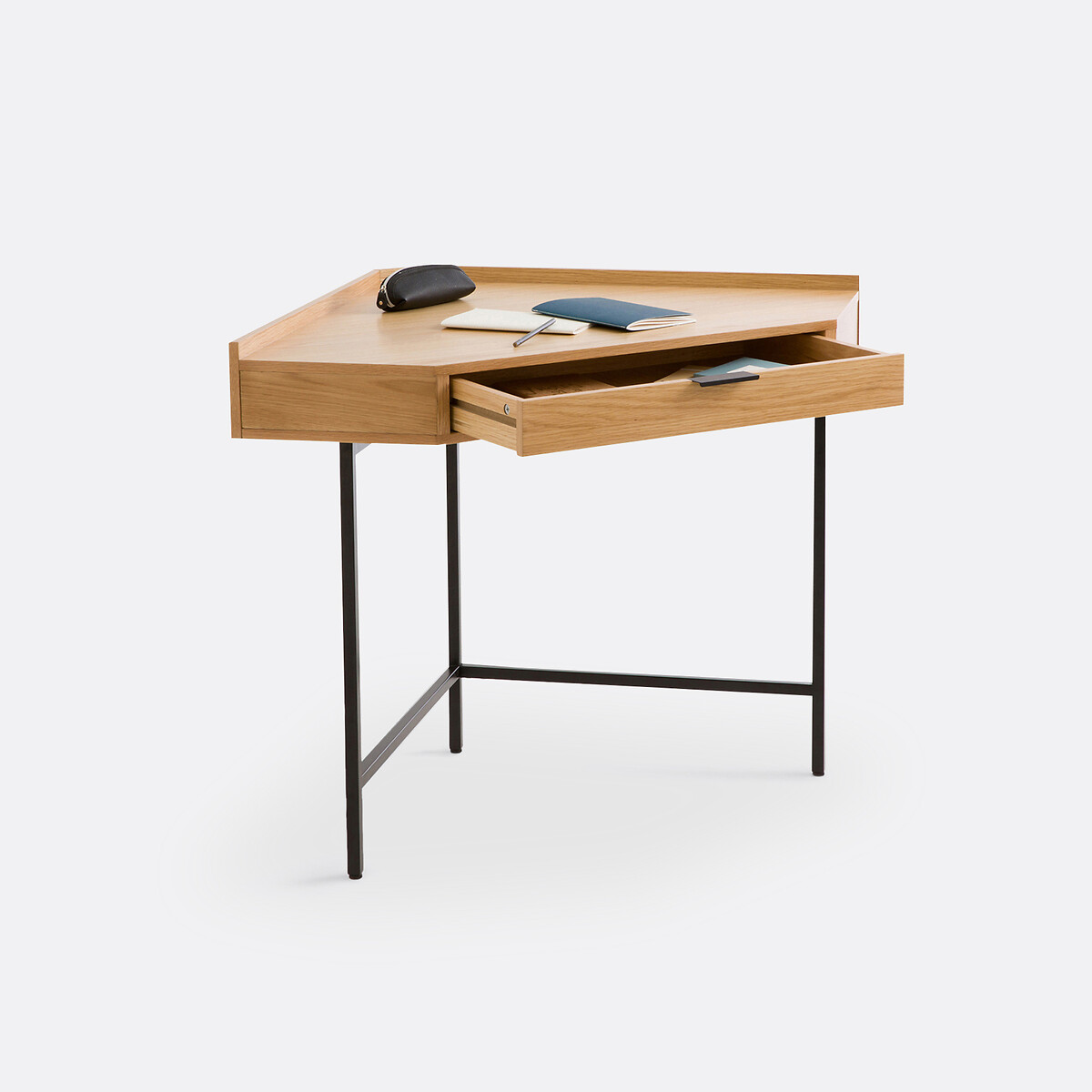 Bureau console d'angle 1 tiroir, Volga bois clair, LA REDOUTE INTERIEURS
