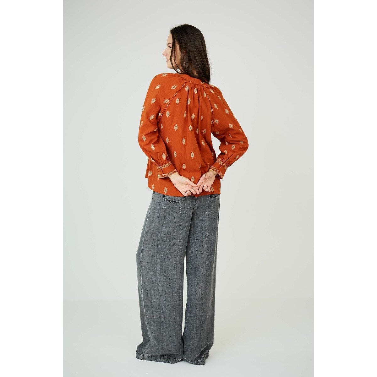 Blouse col V orange, SEE U SOON