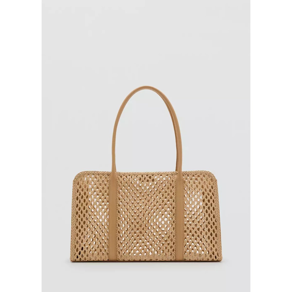 Sac porté épaule tressé beige, MANGO