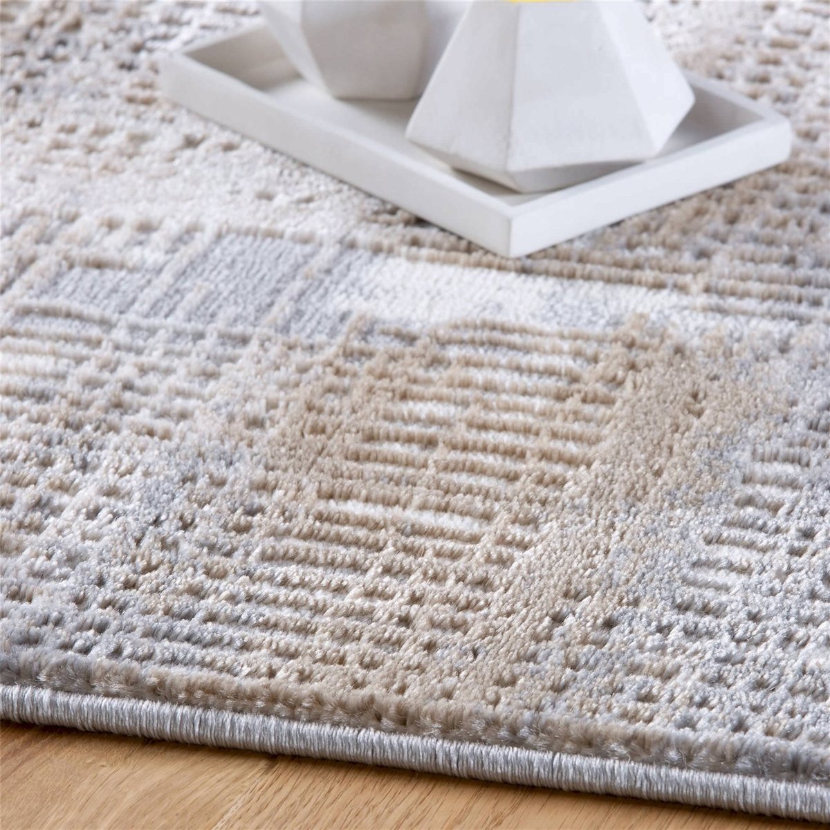 Tapis effet relief 3d, Sail taupe sable clair et gris perle, ARTE ESPINA