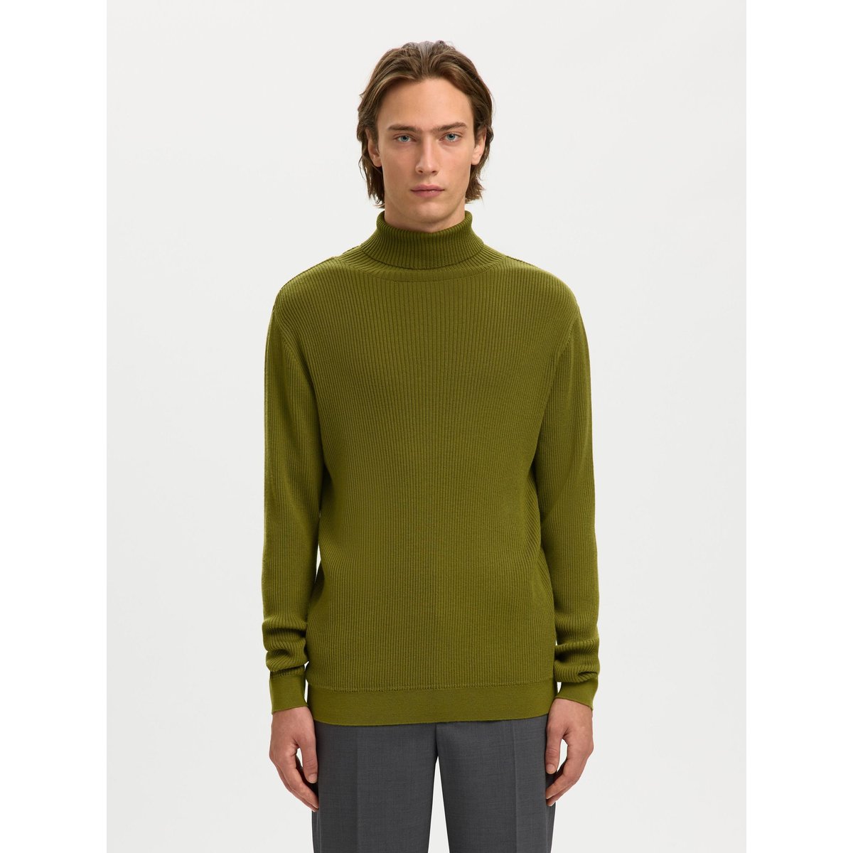 Col Roulé vert - avocado, SELECTED