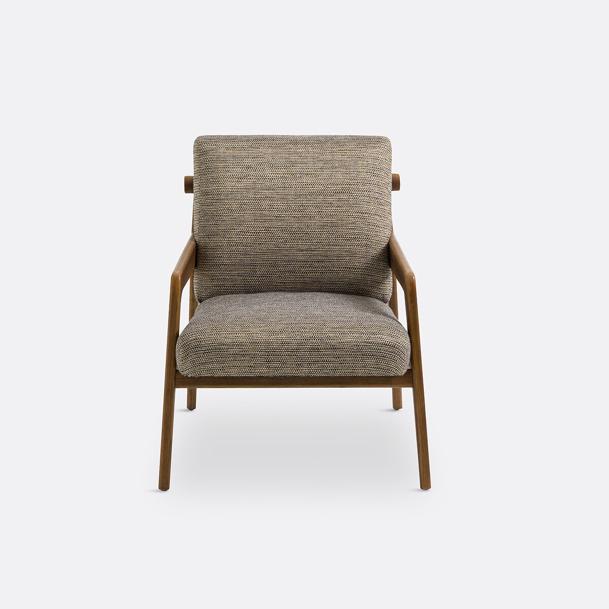 Fauteuil vintage tissu chiné et chêne, Vinato gris/doré, LA REDOUTE INTERIEURS