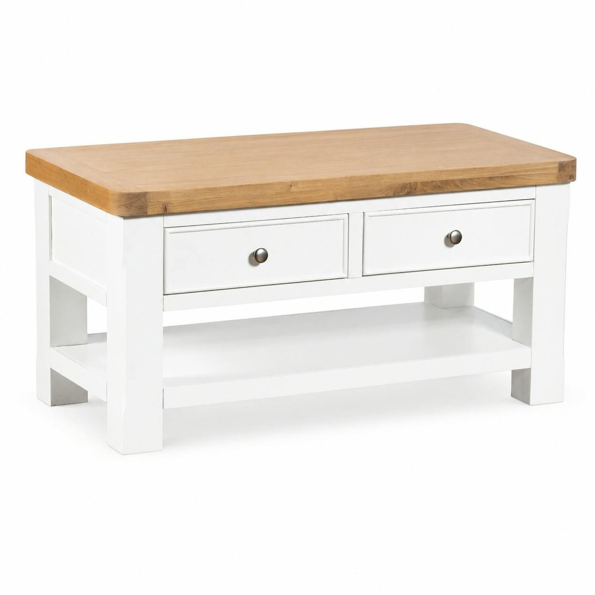 Table basse blanche 2 tiroirs VELIA blanc, PIER IMPORT