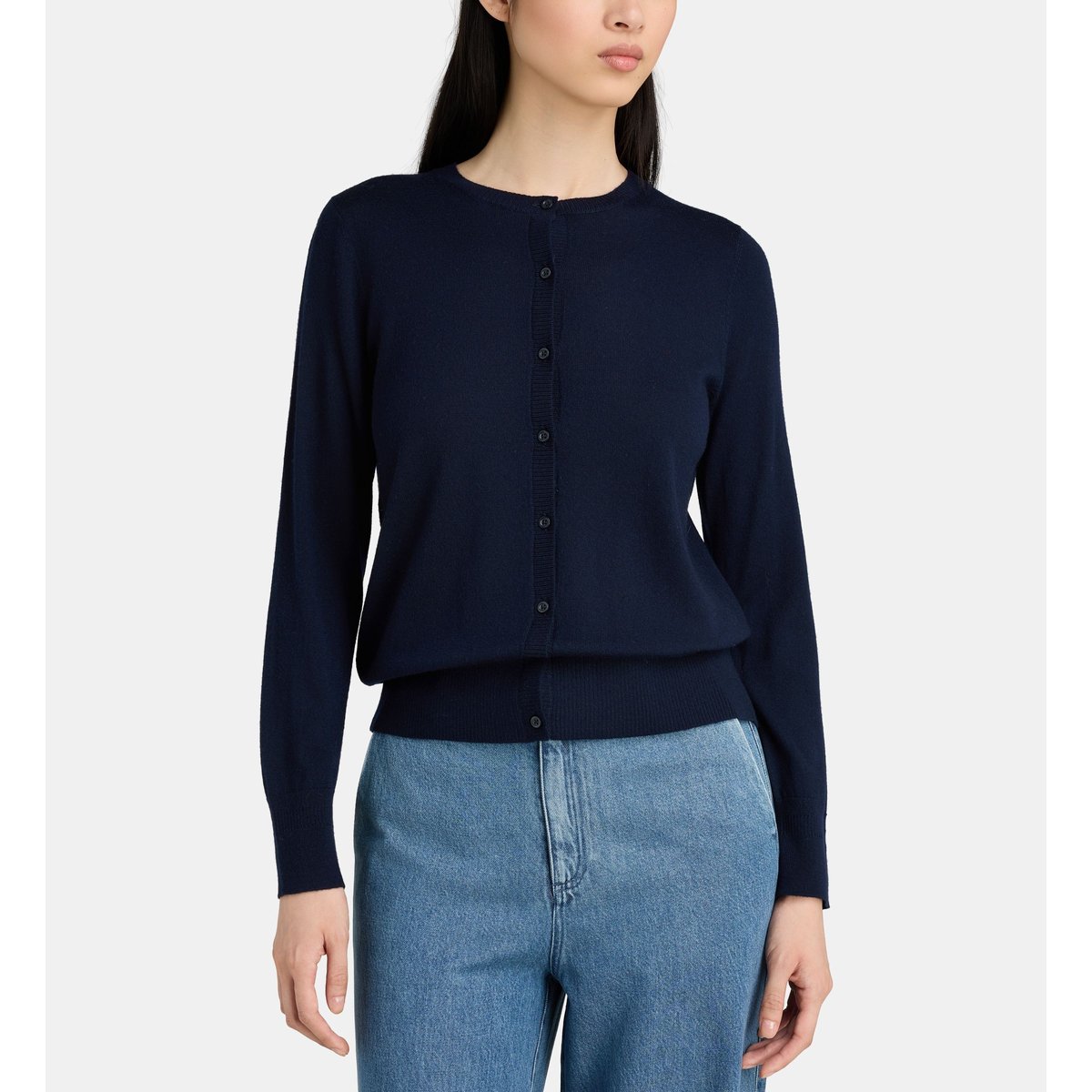 Gilet uni lotti en laine mérinos bleu marine, JODHPUR