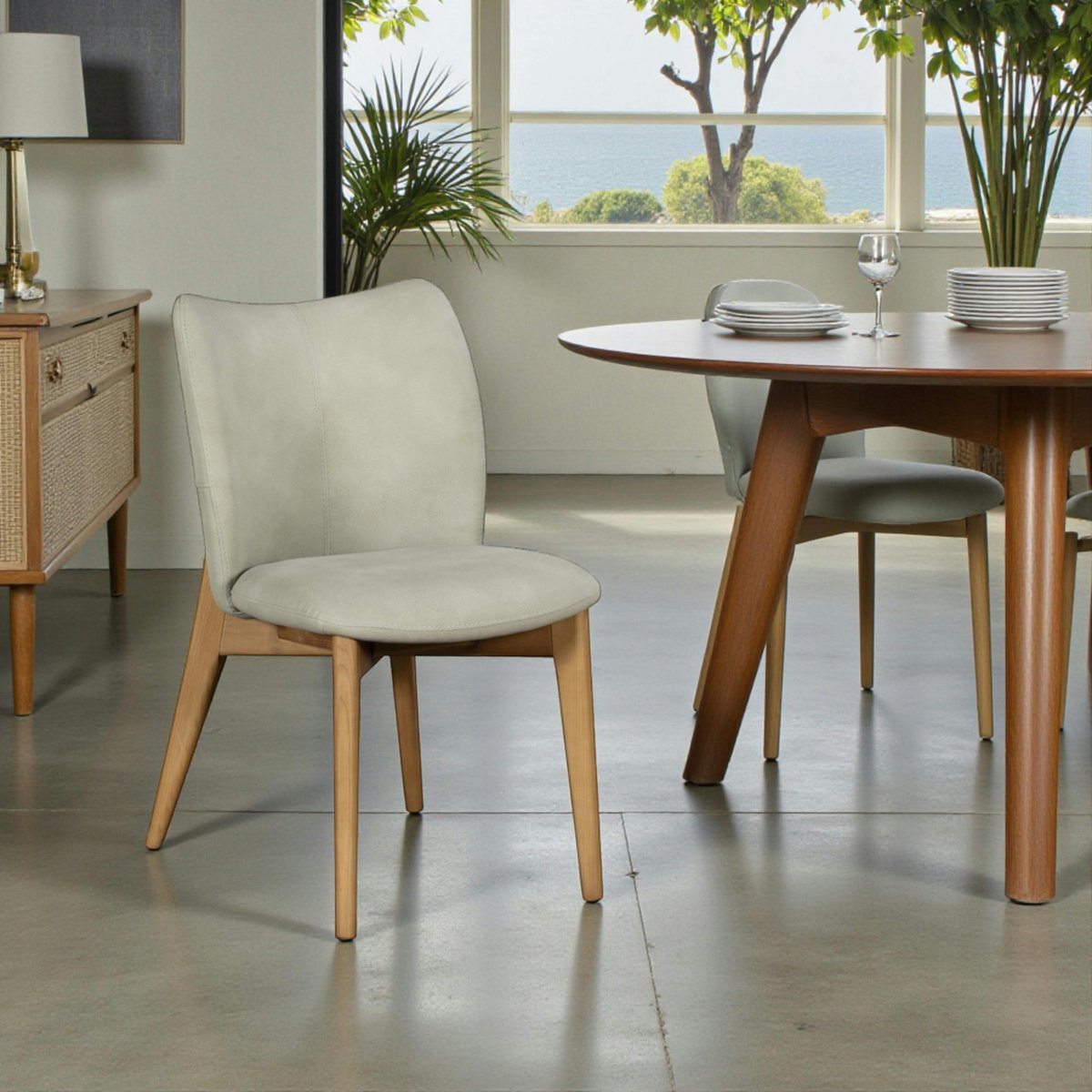 Chaise salle à manger grise à structure bois (lot de 2) TREVI gris clair, PIER IMPORT