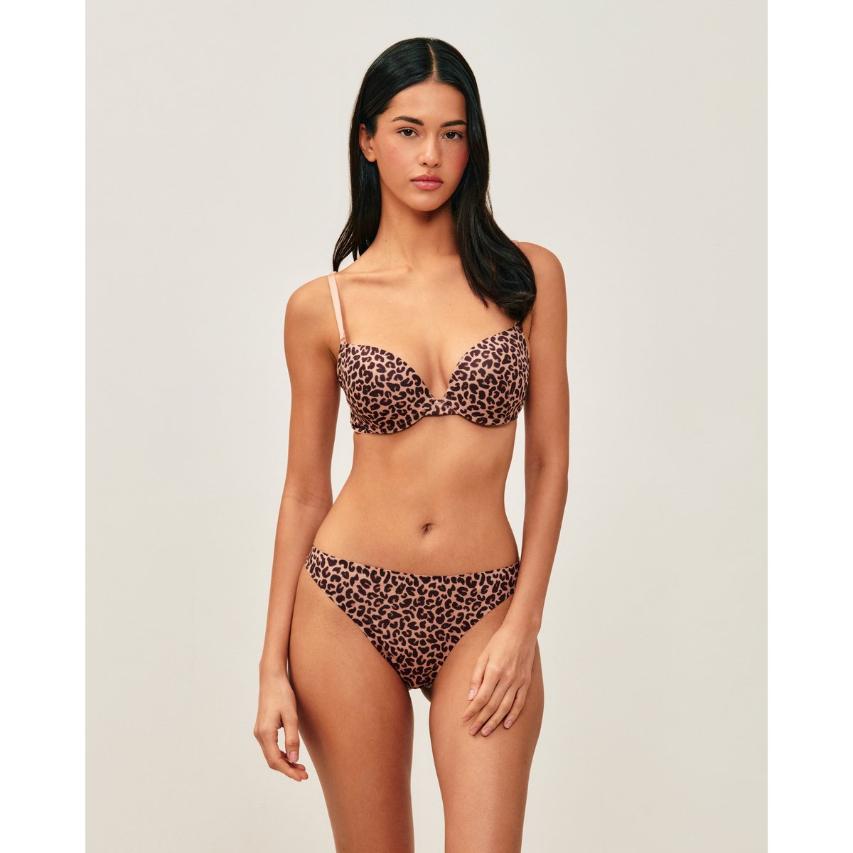Soutien-gorge push-up microfibre léopard INVISIBLIZ PRI marron, UNDIZ