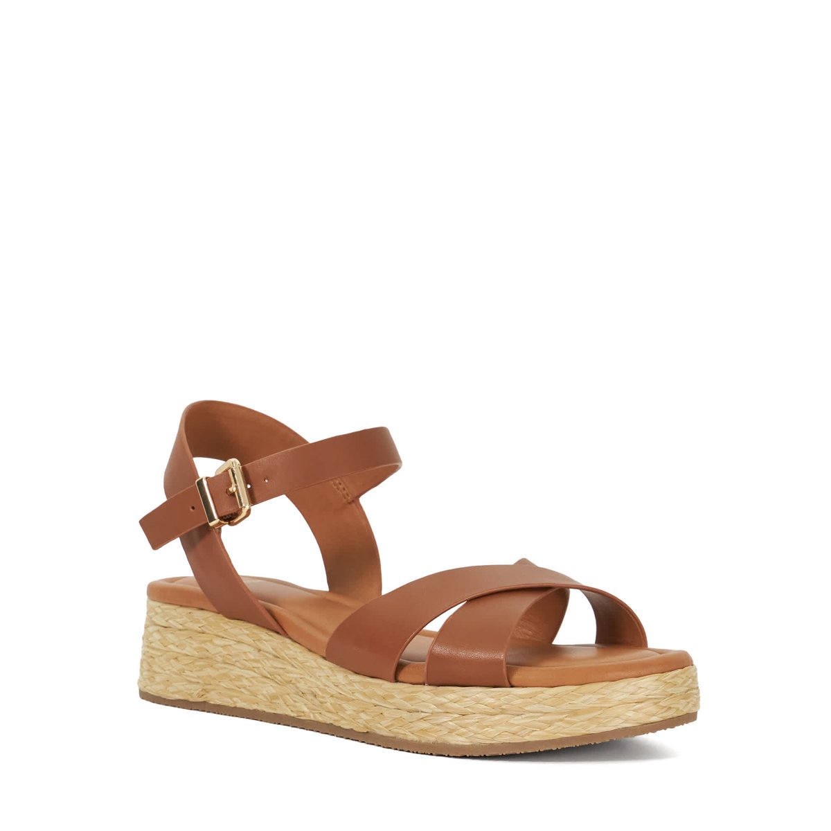 Sandales à plateformes en cuir raphia - LITTLETON tan-leather, DUNE LONDON