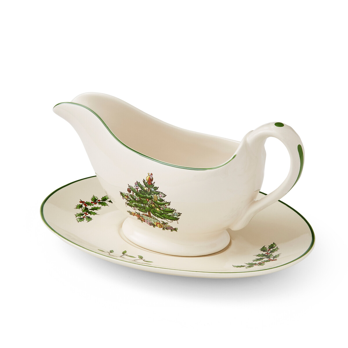Christmas Tree Gravy Boat & Stand white, SPODE