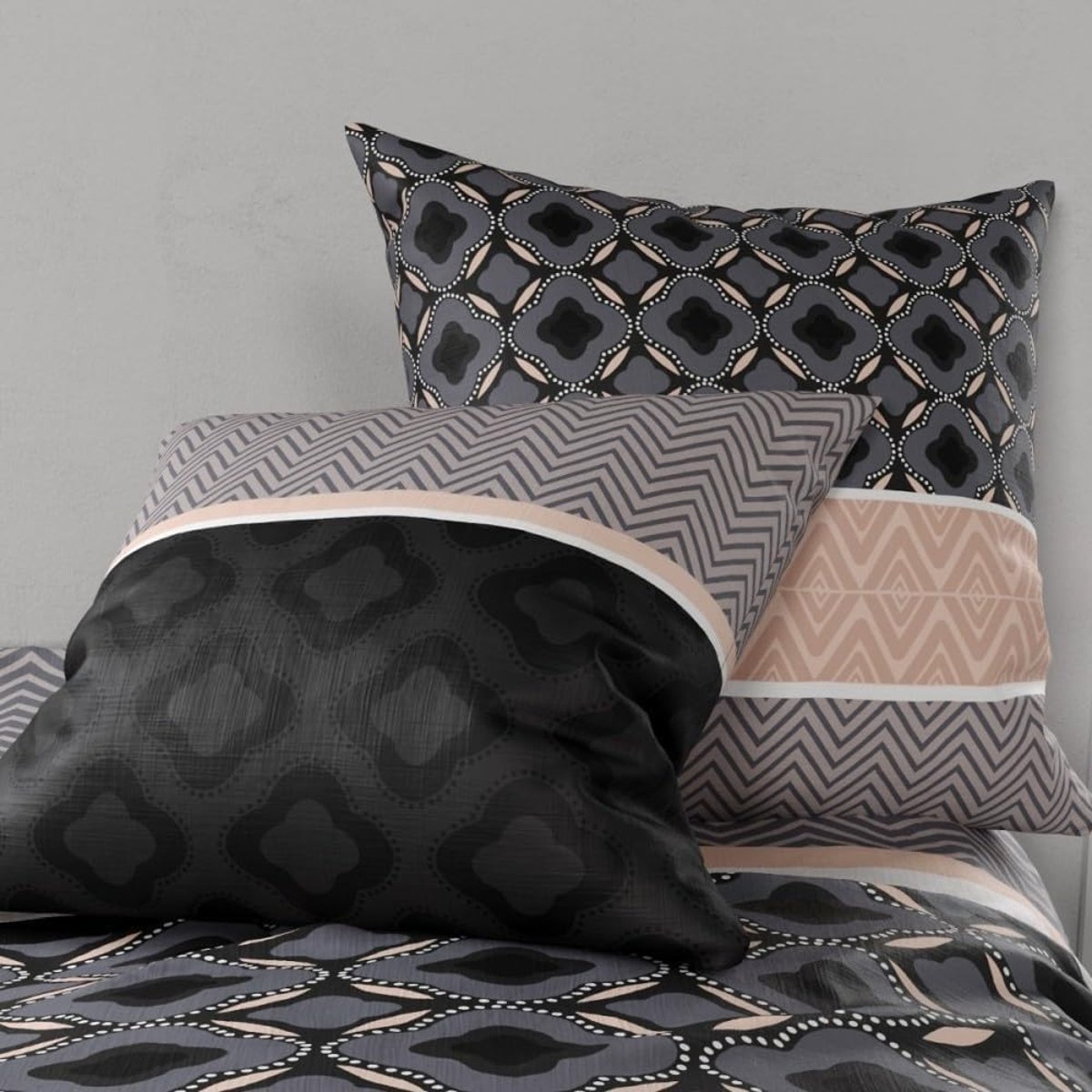 Housse couette + 2 taies Keha gris, EDEN