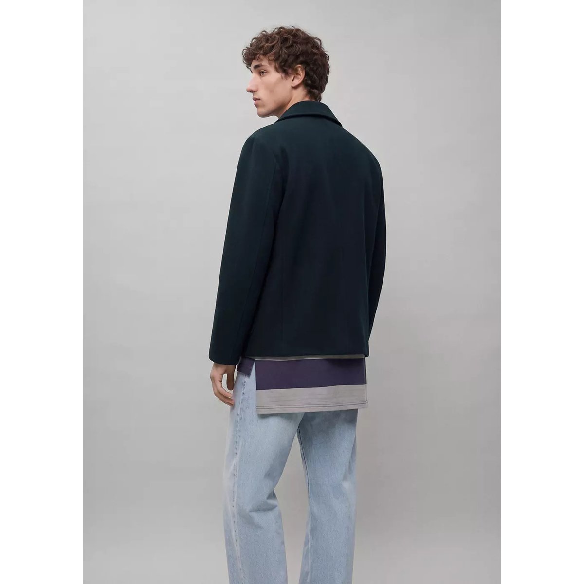 Manteau à double boutonnage croisé bleu marine, MANGO TEEN