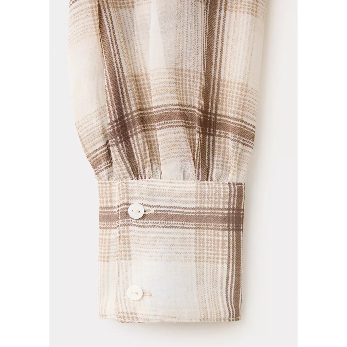 Chemise carreaux col officier marron, MANGO