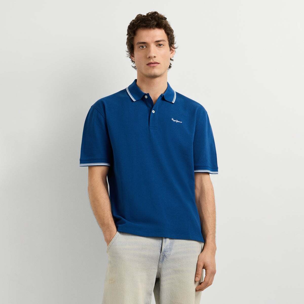 Polo Coupe Regular En Piqué encre bleue, PEPE JEANS