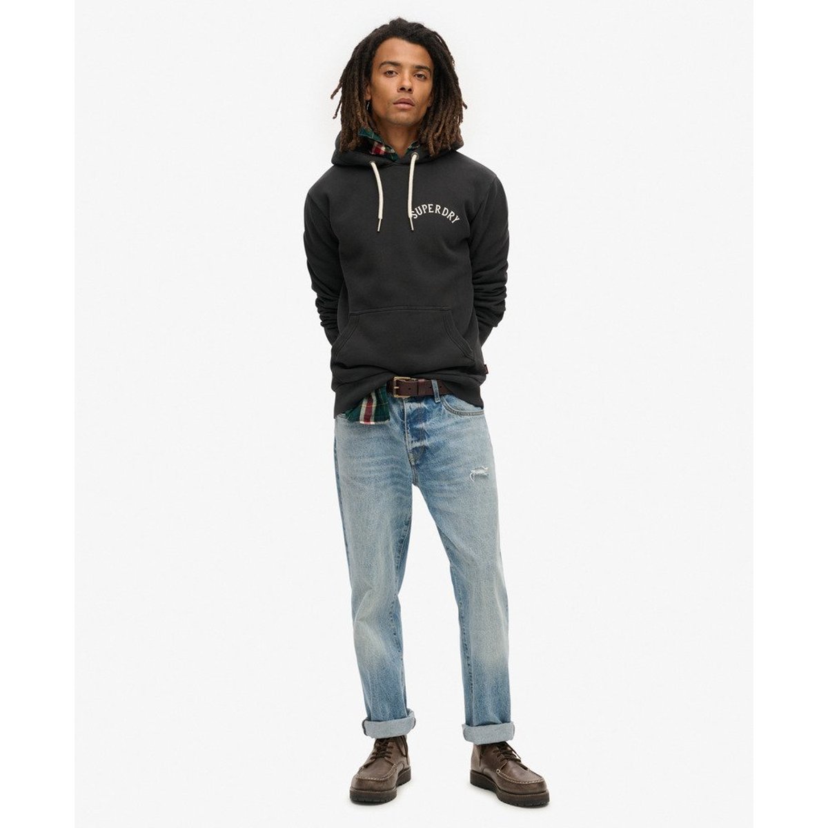 Sweat à capuche à motif tatouage noir, SUPERDRY