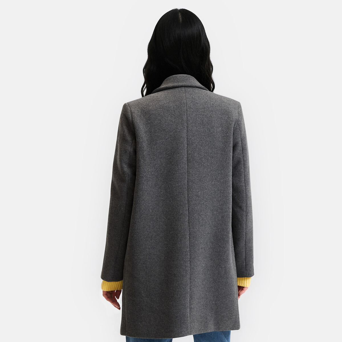 Abrigo cruzado de largo medio antracita, LA REDOUTE COLLECTIONS