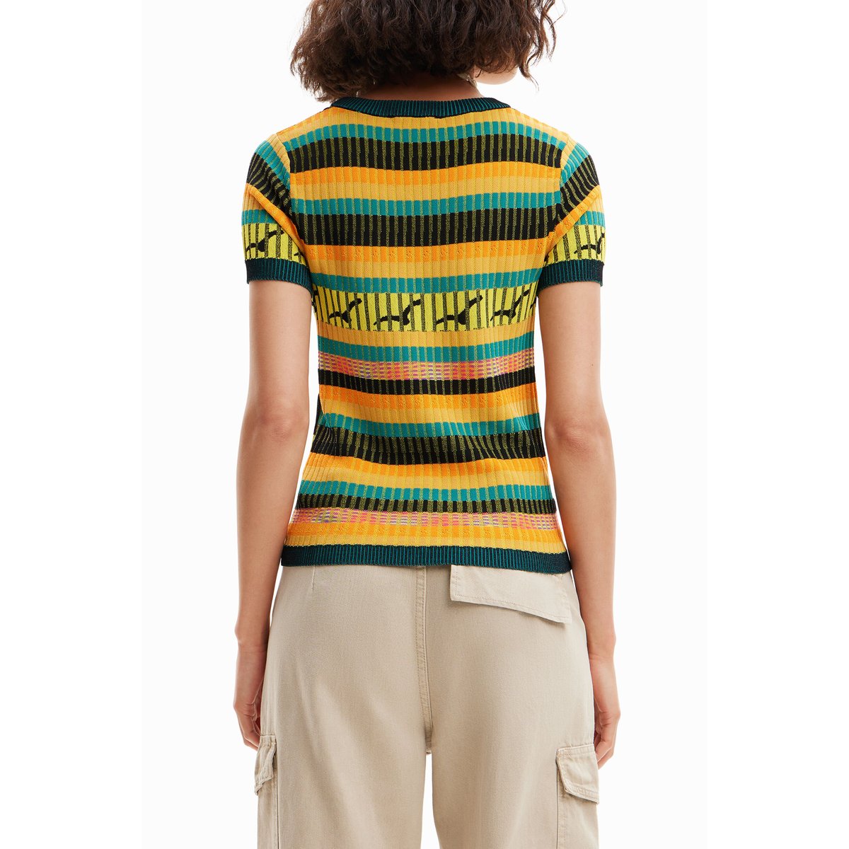 Knit landscape T-shirt jaune, DESIGUAL