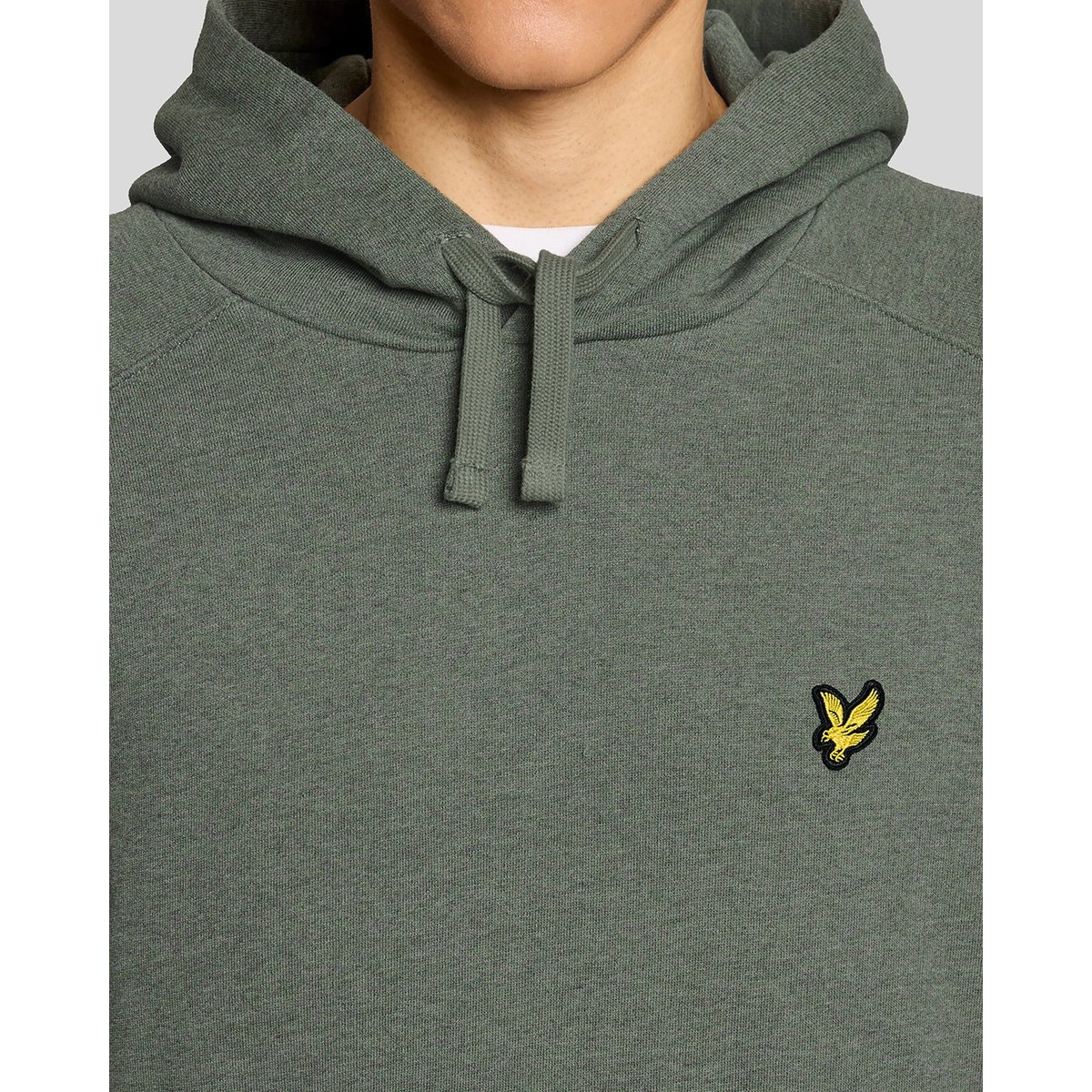 Sweat à capuche en coton chiné raglan vert kaki tri chiné, LYLE & SCOTT