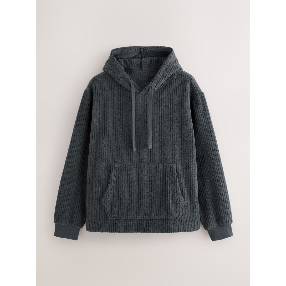 Sweat à capuche côtelé texturé en peau lainée gris ardoise, NEXT
