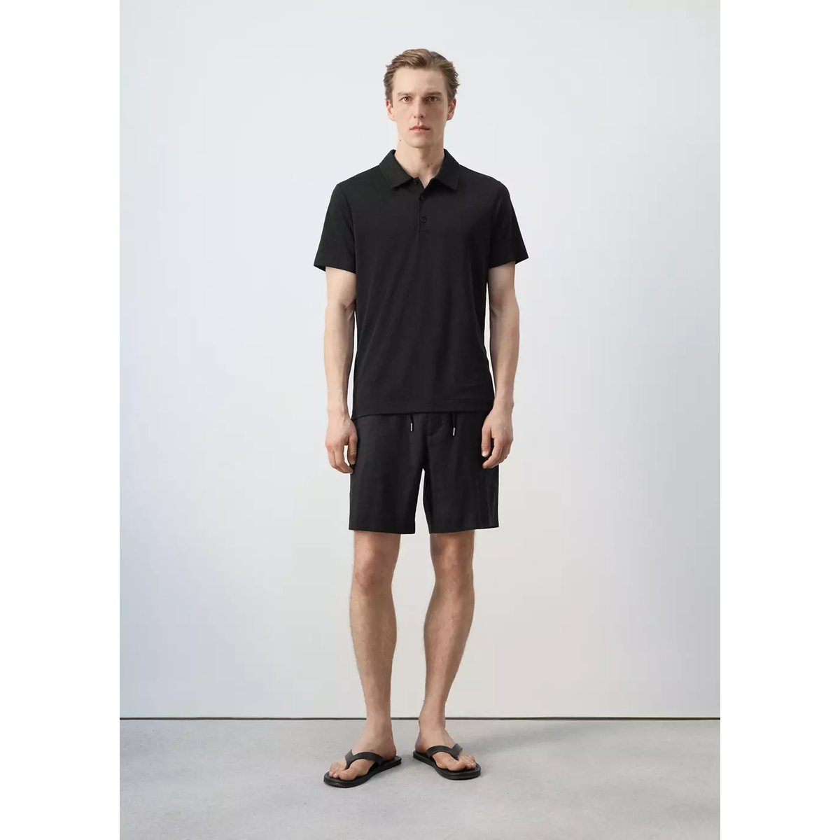 Polo maille fine noir, MANGO MAN