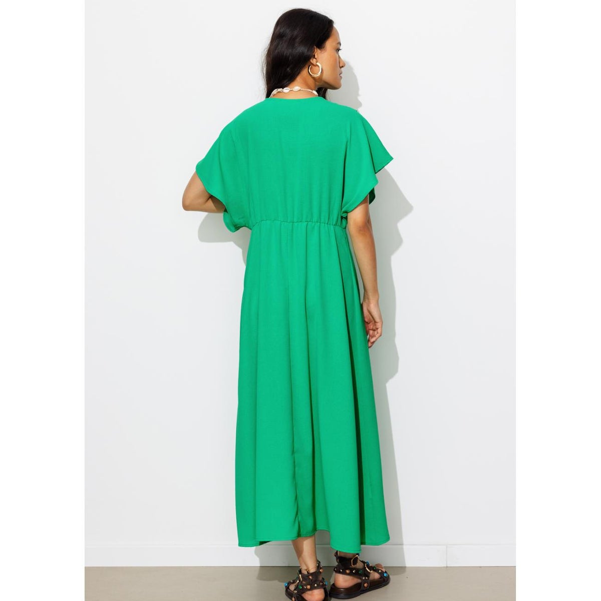 Robe longue et unie vert, PROMOD