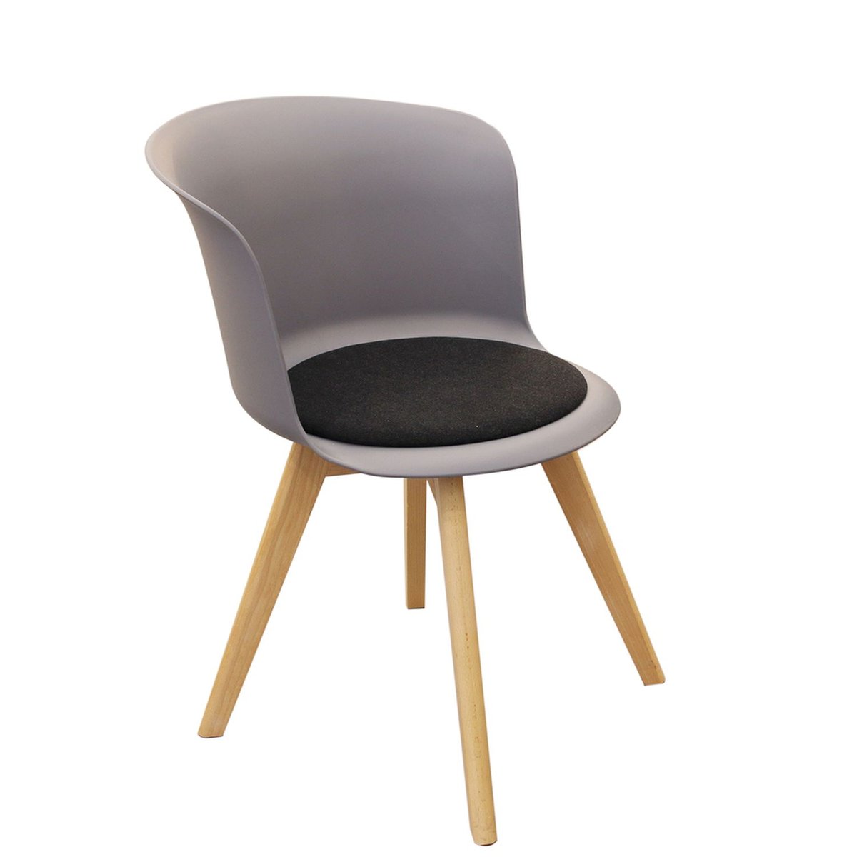 Chaise avec coque et assise rembourrée ENKO gris, THE HOME DECO FACTORY