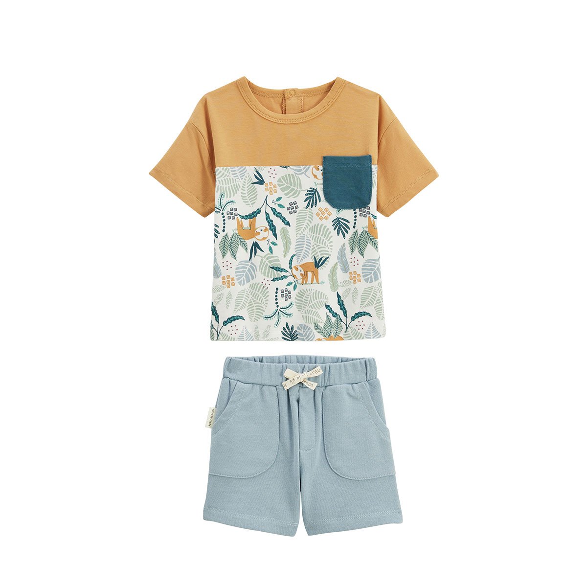 Ensemble enfant t-shirt et short Baroudeur bleu, PETIT BEGUIN