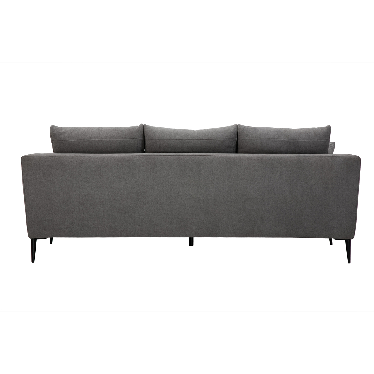Canapé design 3 places en tissu effet velours taupe et métal noir JERRY gris clair, MILIBOO