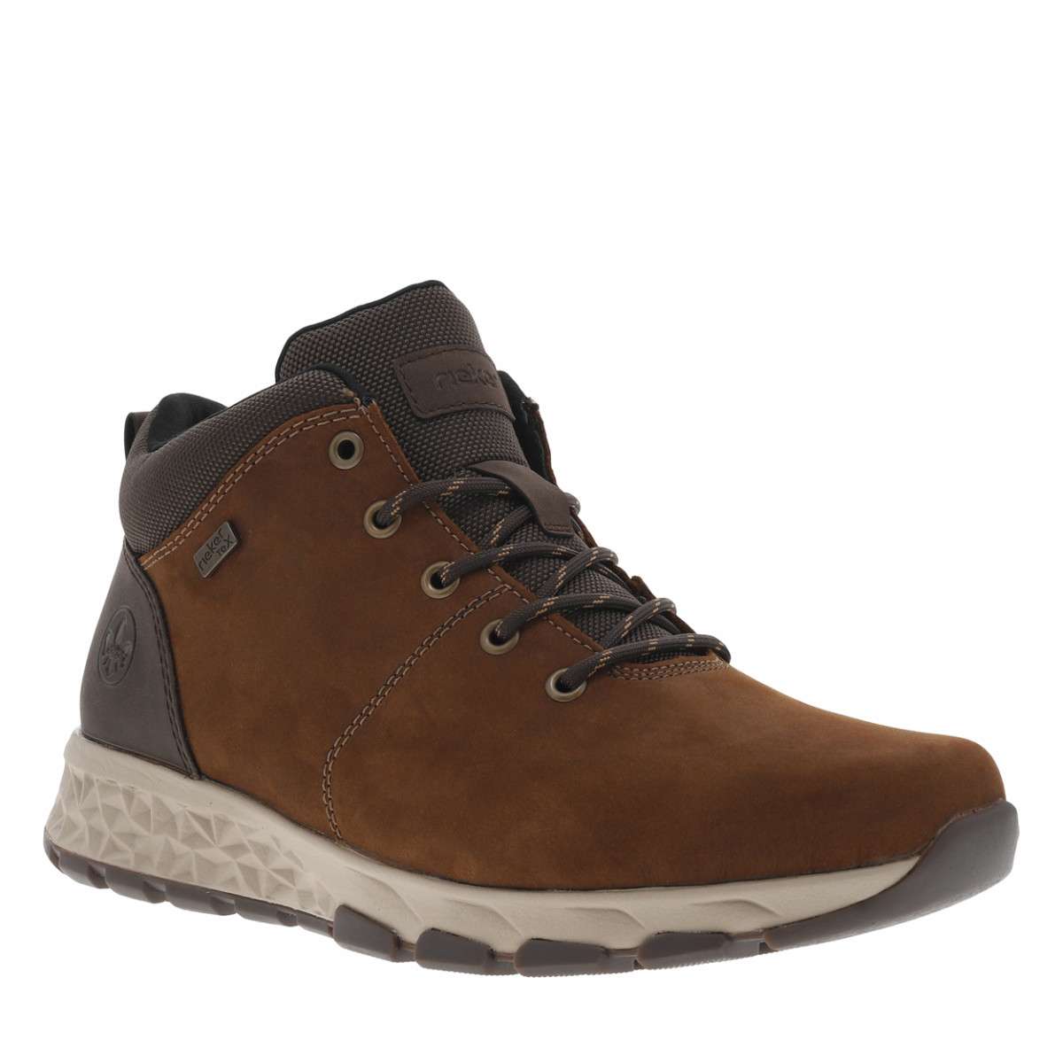 Bottines cuir nubuck talon plat marron, RIEKER