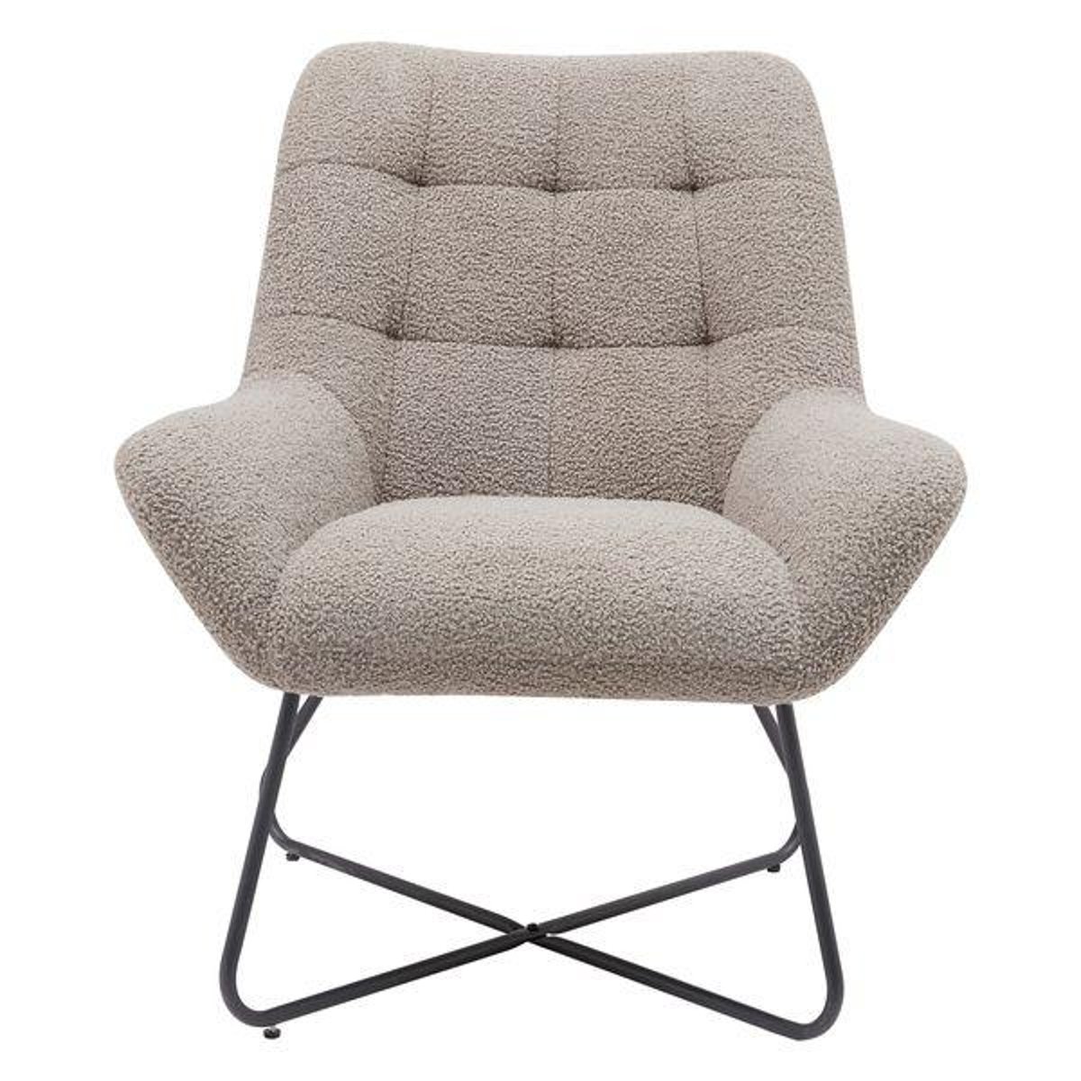 Fauteuil tissu effet laine bouclette gris foncé taupe, ZAGO