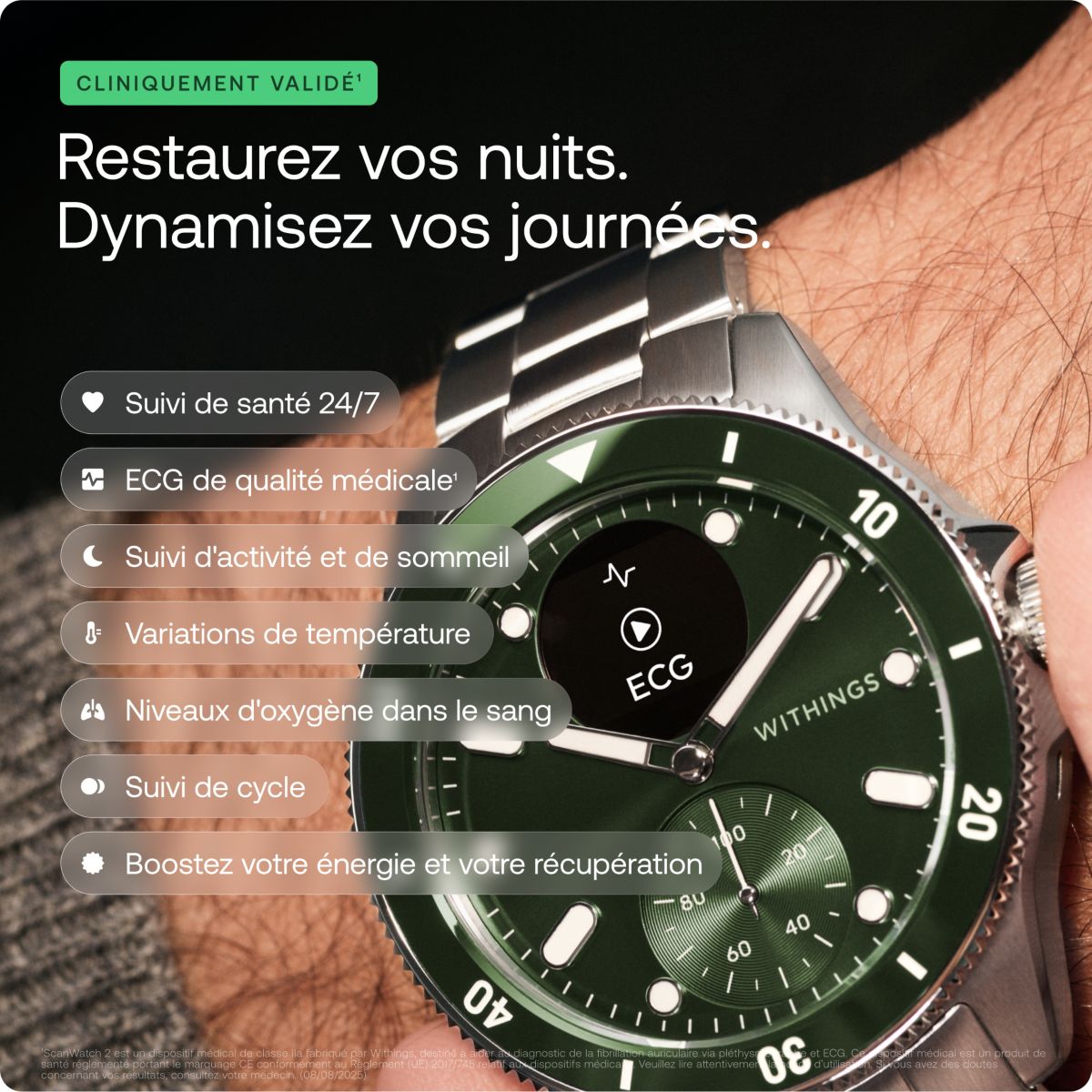 Montre santé Scanwatch Nova verte vert, WITHINGS