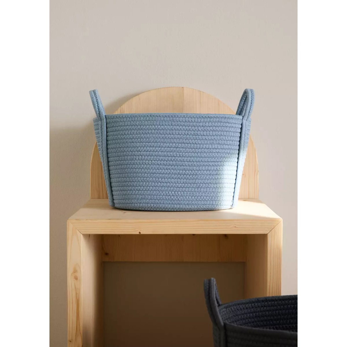 Panier enfant moyen en coton bleu ciel, MANGO HOME