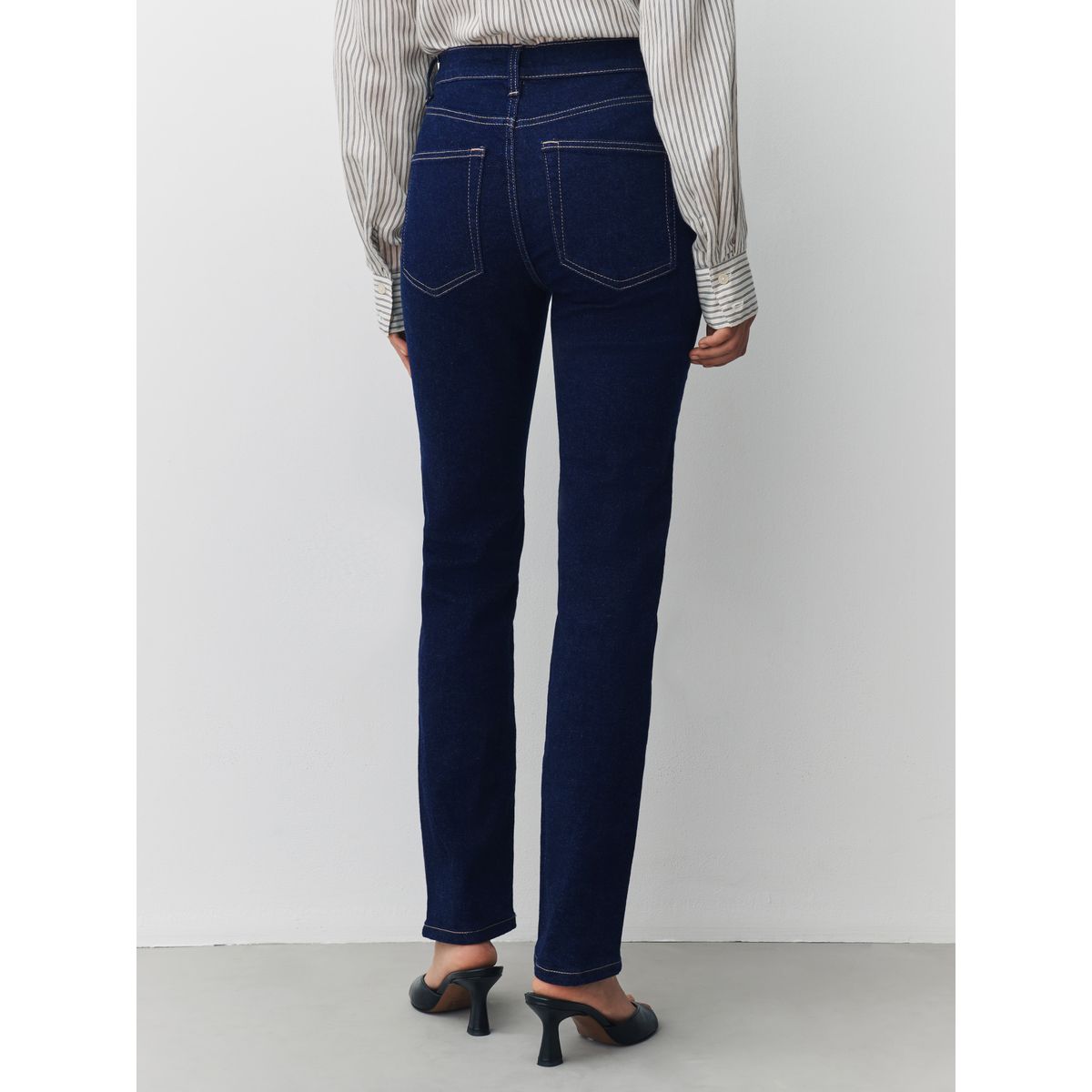 Jean slim stretch à taille mi-haute délavage bleu, NEXT