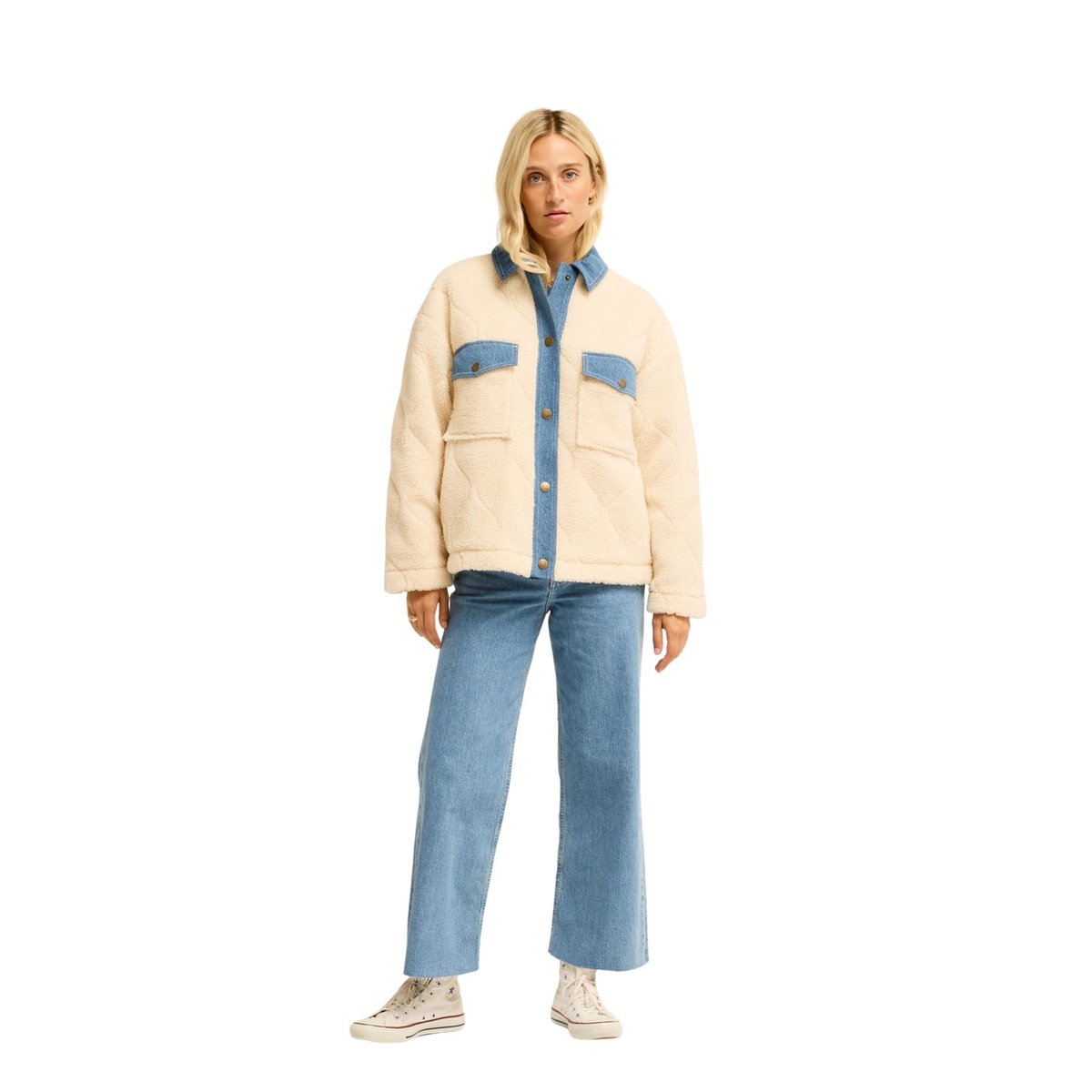 Veste trucker oversize STAY GOLDEN blanc white cap, BILLABONG