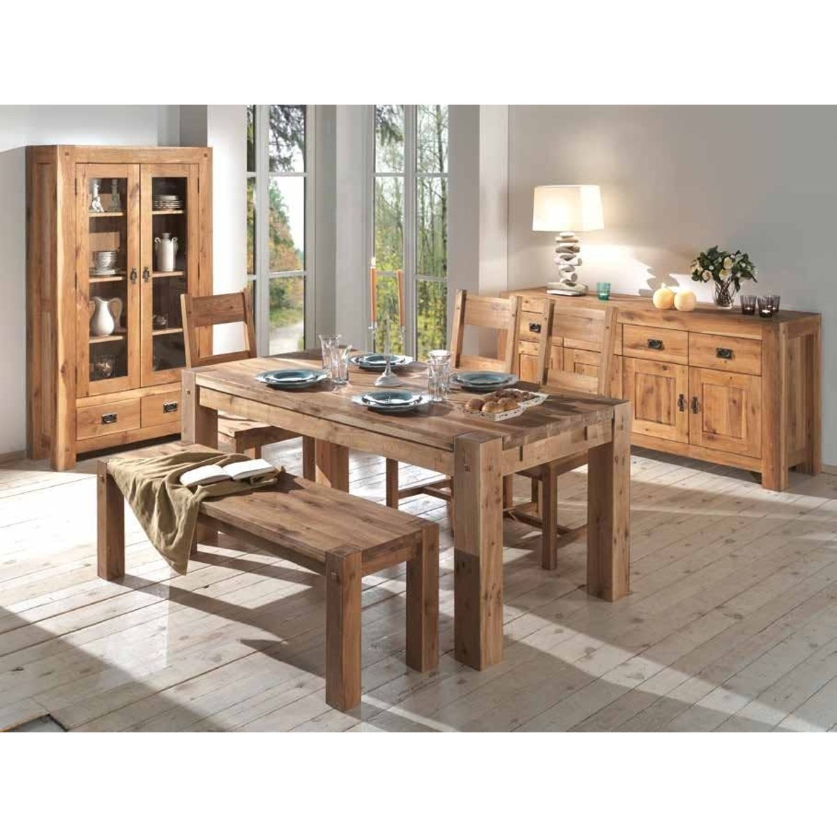 Bibliothèque étagère style campagne chêne massif FJORD bois naturel, PIER IMPORT