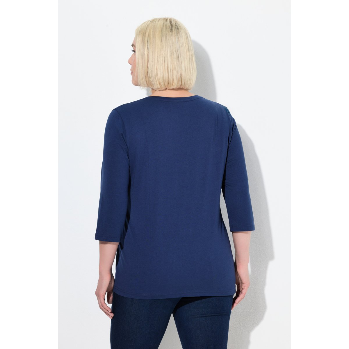 T-shirt motif branche de coton bleu encre, ULLA POPKEN