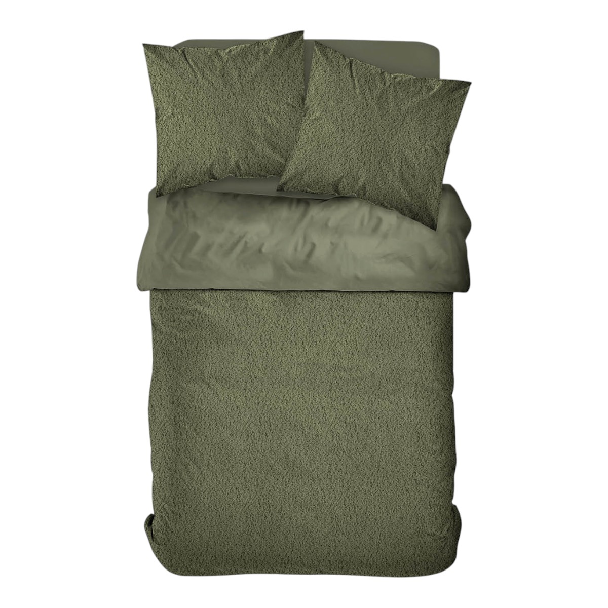 Parure de lit polaire teddy BIEN AU CHAUD vert, TODAY