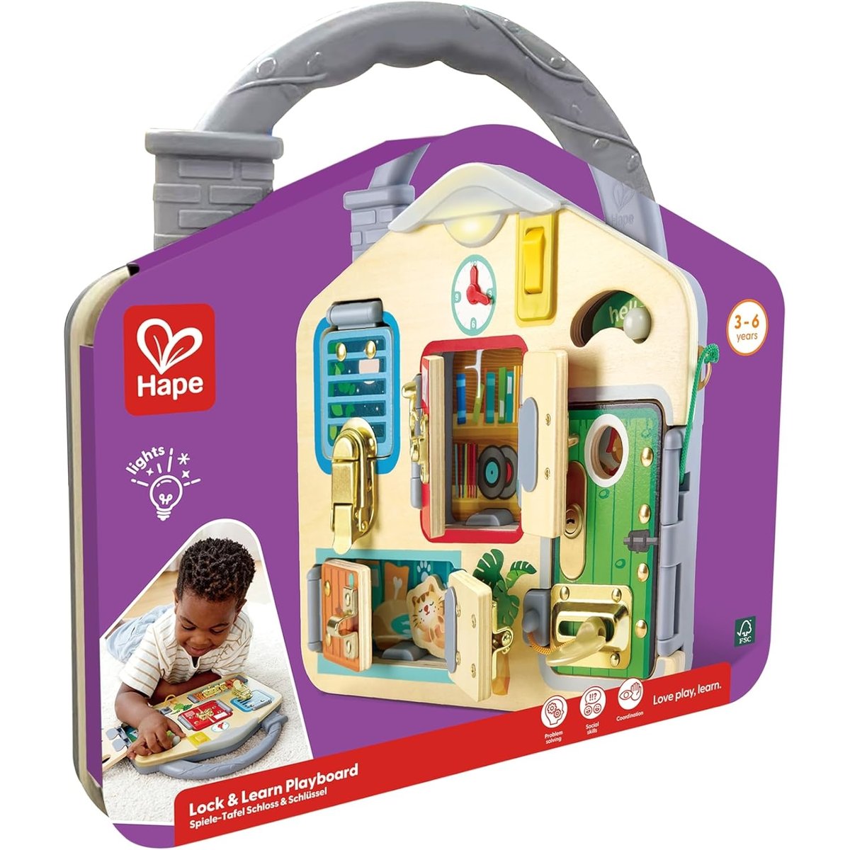 Tableau d'activités multi-fermetures multicolore, HAPE
