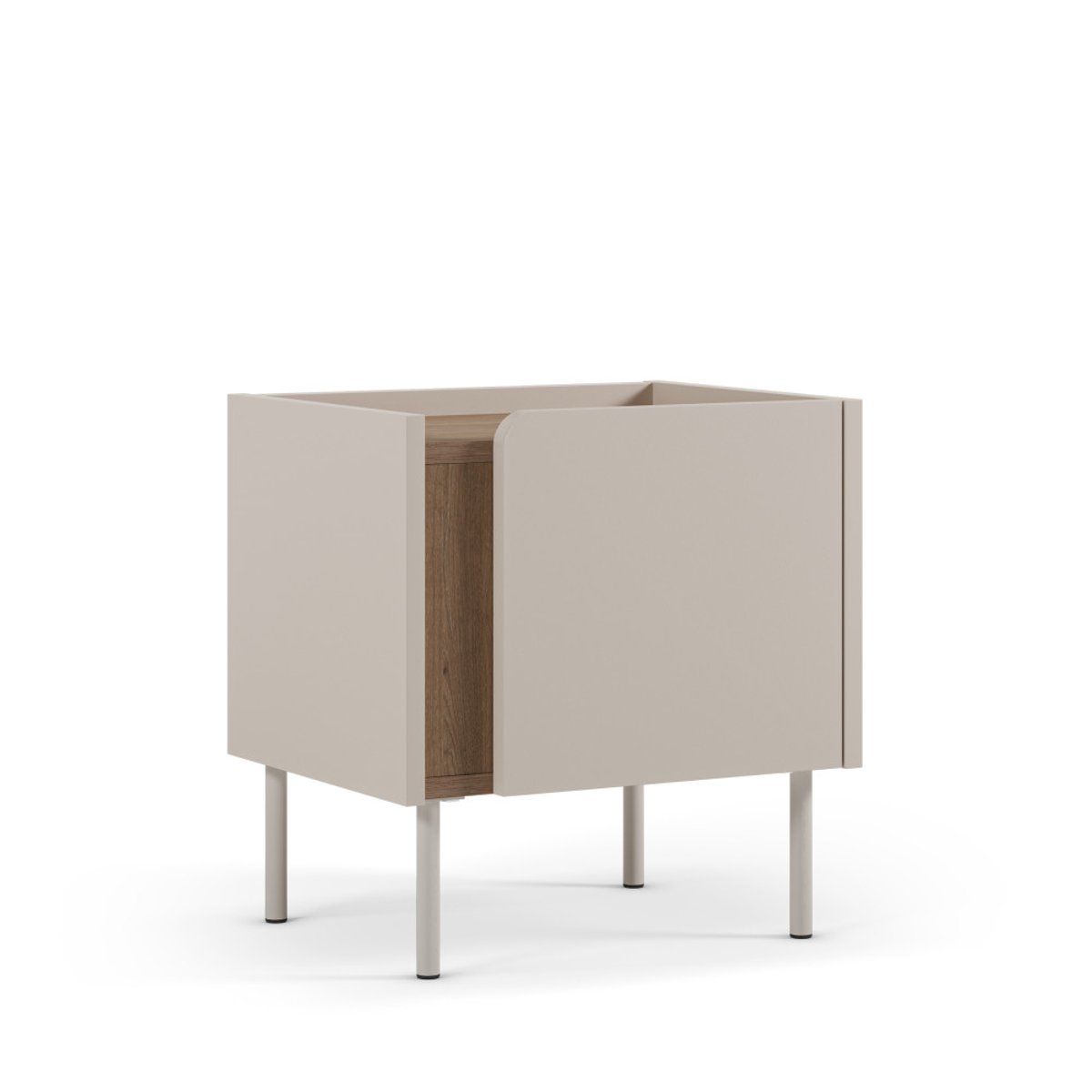 Table de chevet 1 porte en bois et métal- BOXY beige, DRAWER