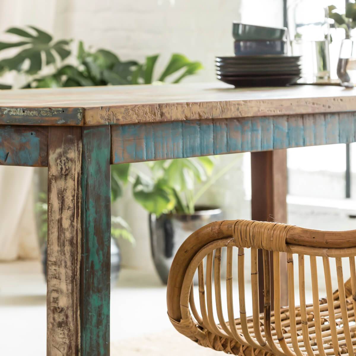 Table à manger en bois massif ETHNIK multicolore, MADE IN MEUBLES