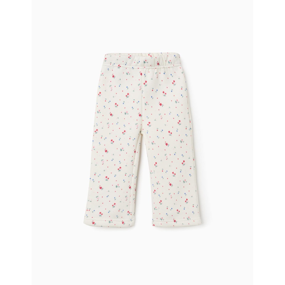 Pantalon évasé en coton peigné avec motif floral blanc, ZIPPY
