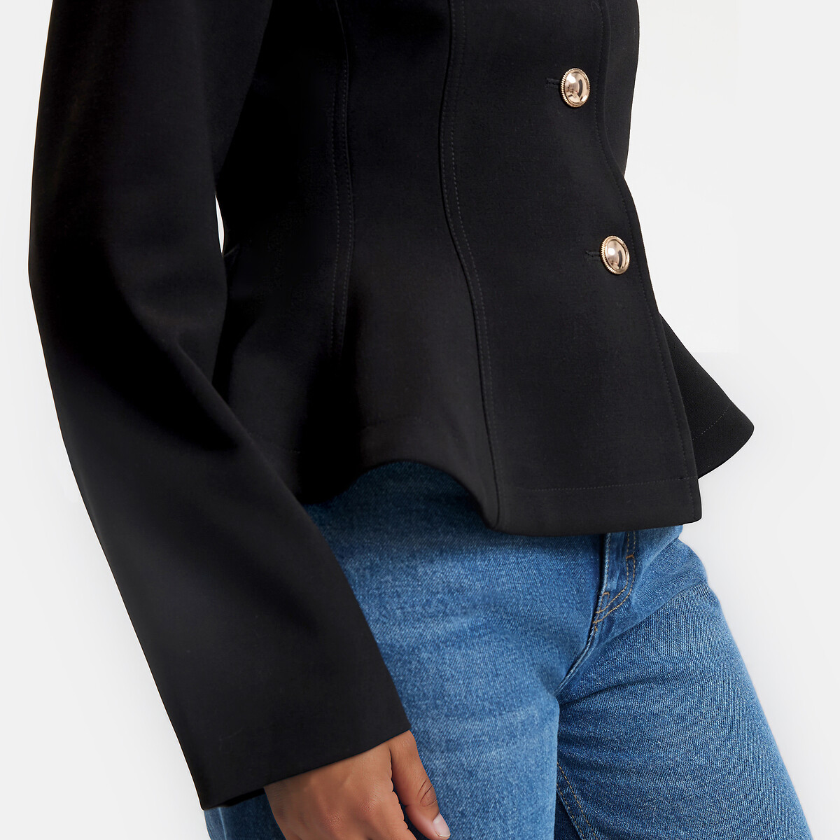 Blazer col rond péplum noir, LA REDOUTE COLLECTIONS