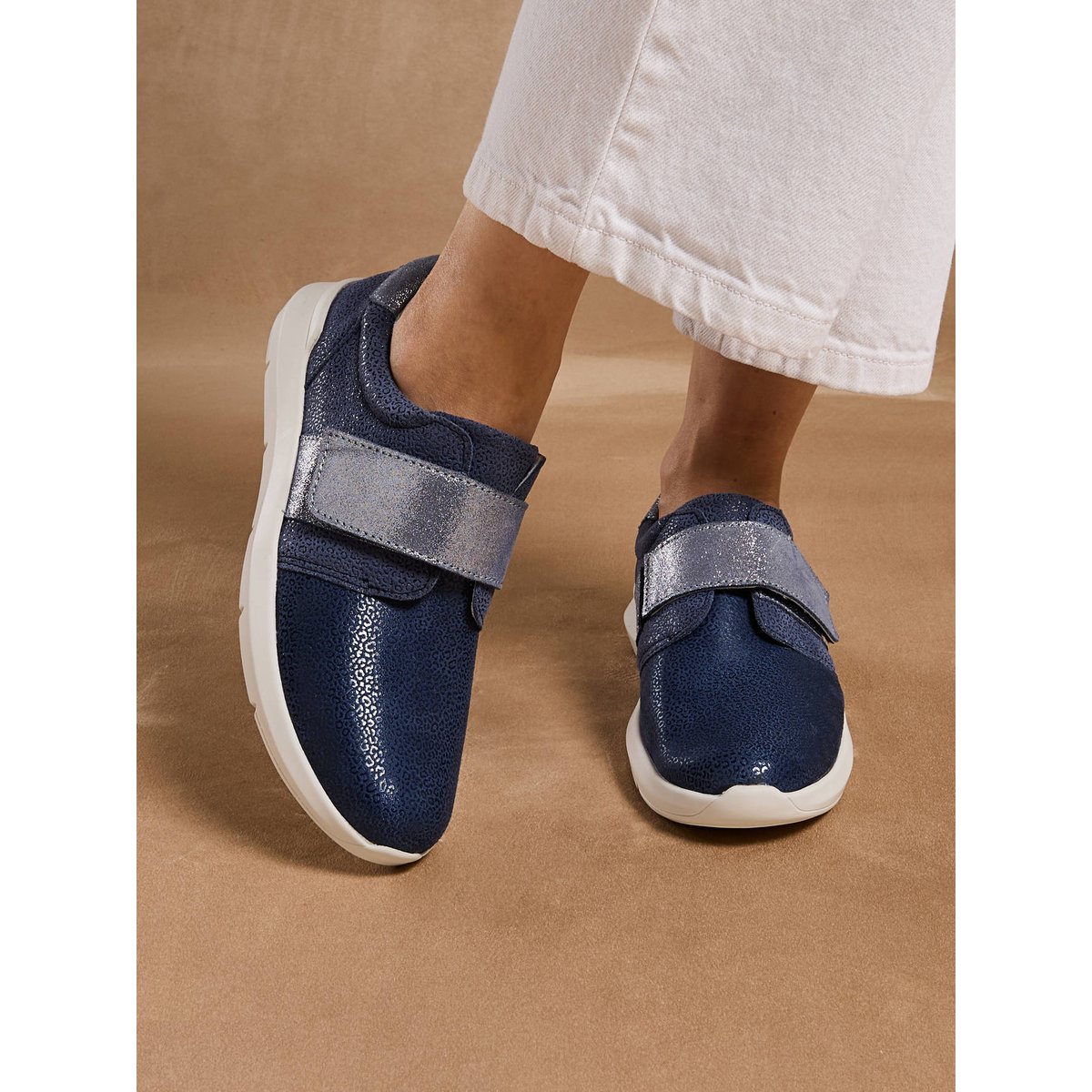 Derbies femme à scratch bleu, PEDICONFORT