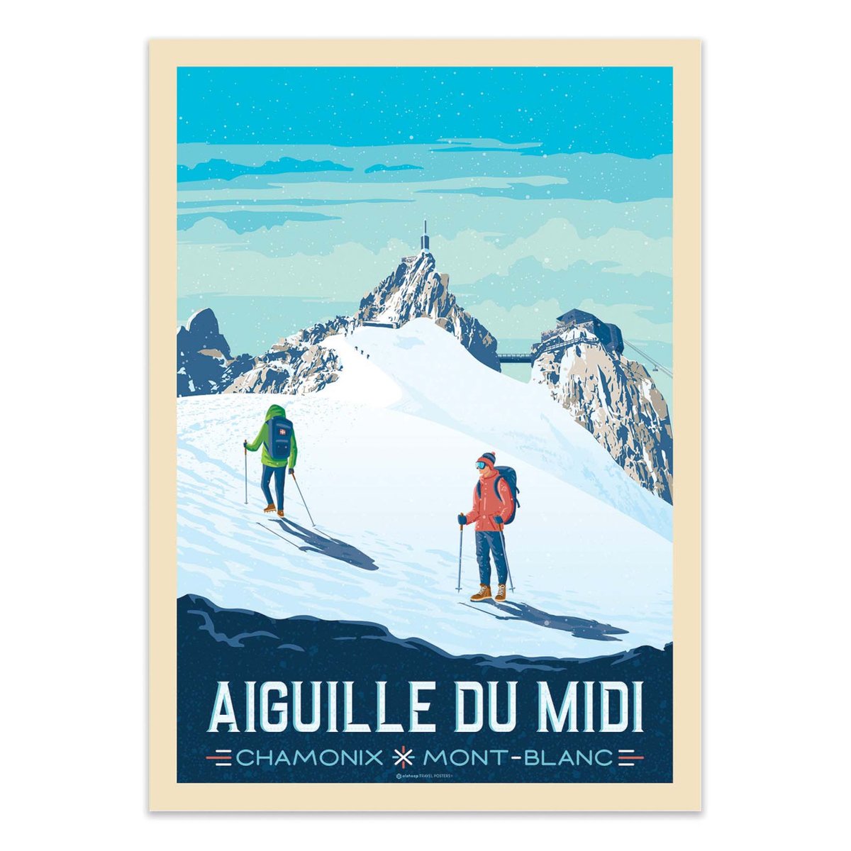 Affiche d'art - Aiguille du Midi Chamonix Mont-Blanc - Olahoop Travel Posters couleur unique, WALL EDITIONS