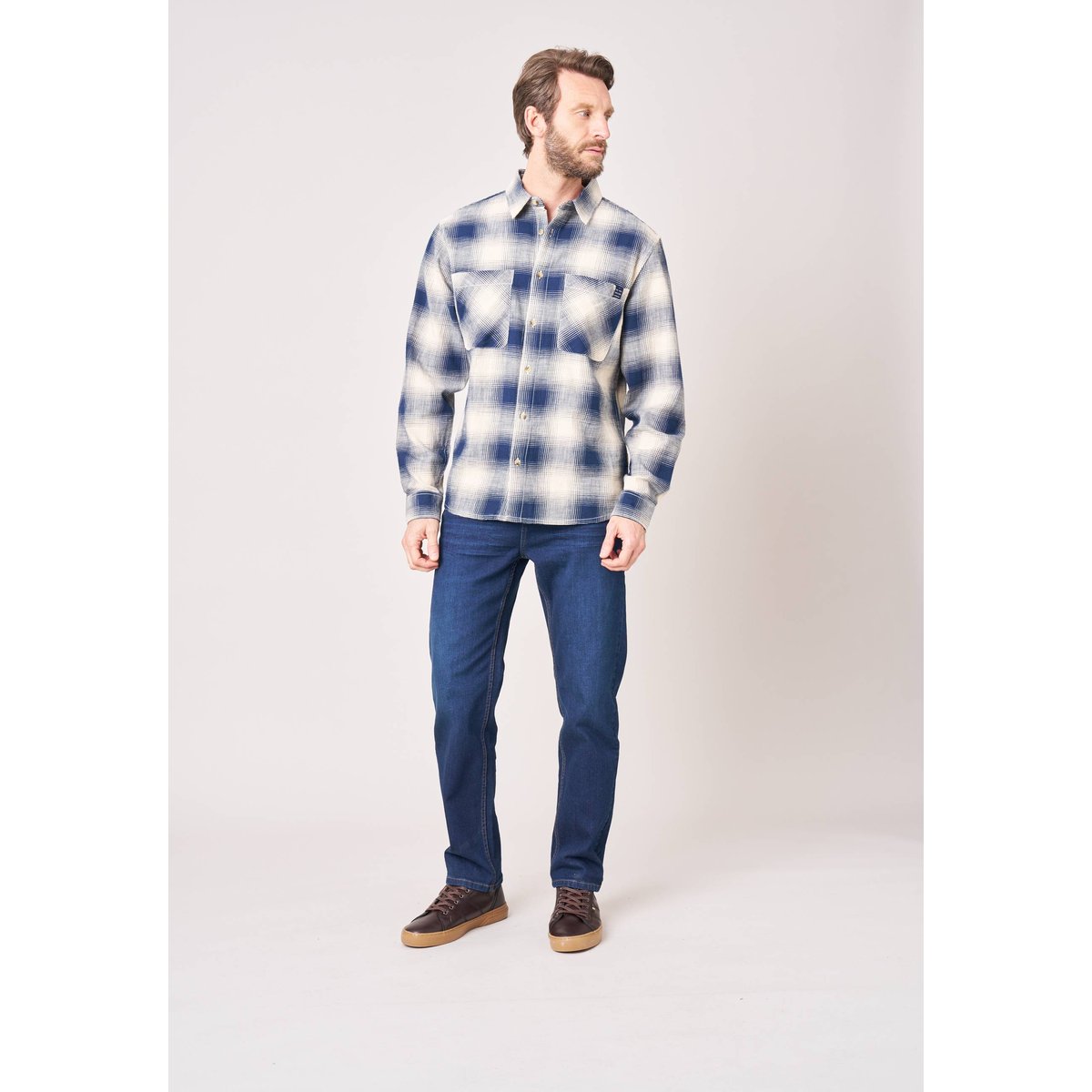 Chemise loose homme à carreaux ZENGO navy, DEELUXE