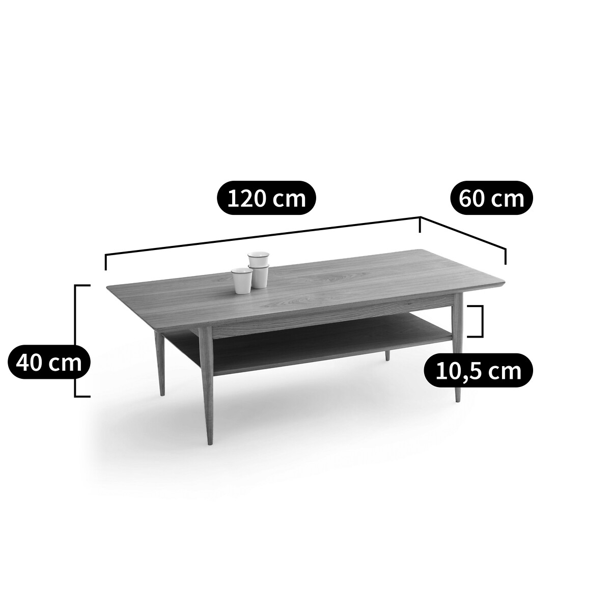 Mesa de centro com tampo duplo, em freixo, Lussan natural, LA REDOUTE INTERIEURS
