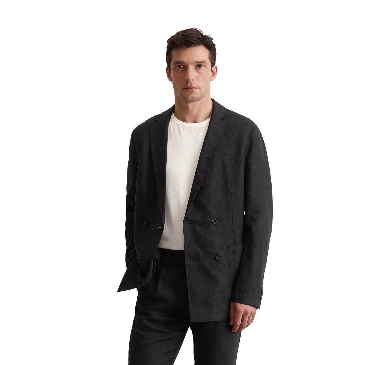 Veste en lin shaped en pur lin noir, MARC O'POLO