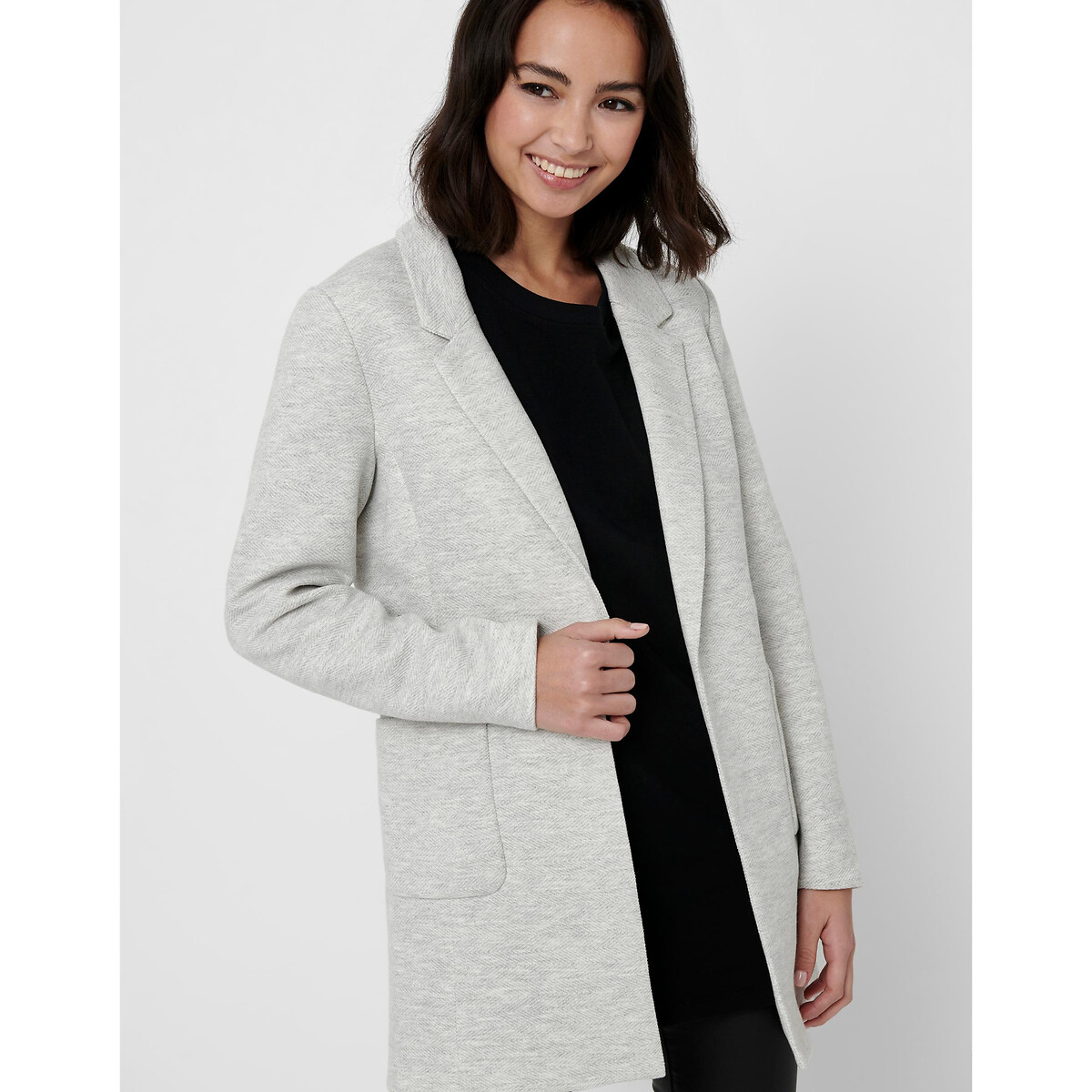 Blazer mi-long gris clair, ONLY