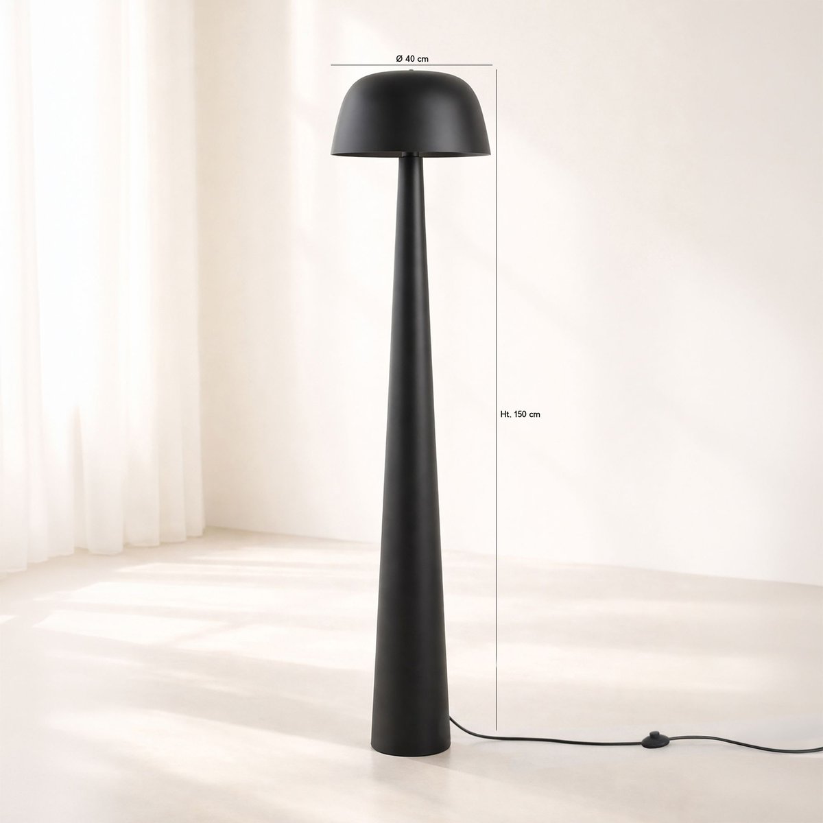 Lampadaire en métal H150 cm, KALYSTA noir, NOW'S HOME